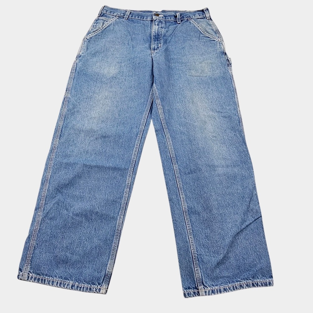 Vintage Carhartt Carpenter Pants Mens Sz 36x30 Blue B13 DST Loose Fit Denim Work